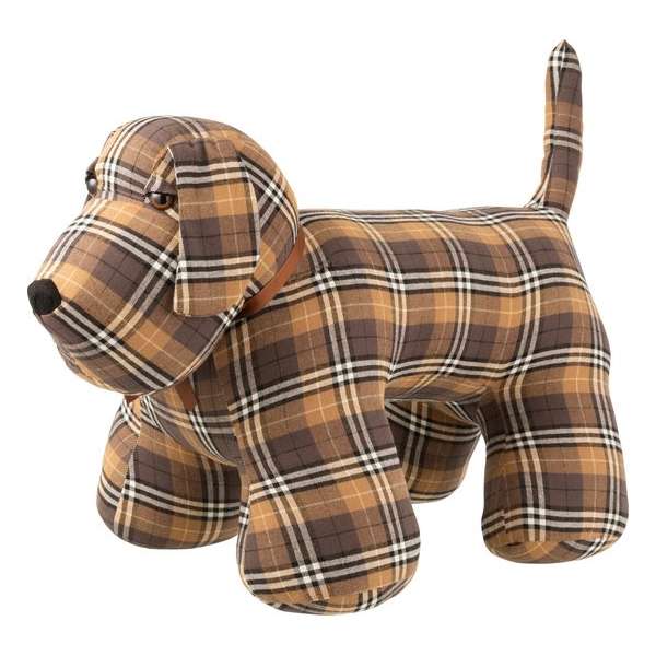 J-Line Deurstop Hond Textiel Bruin/Zwart/Oker J-Line Deurstop Hond Textiel Bruin/Zwart/Oker