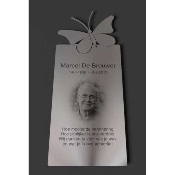 Gedenkplaat in rvs " Butterfly" Gedenkplaat in rvs " Butterfly"
