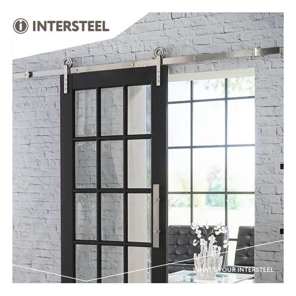 Intersteel Schuifdeursysteem Modern rvs geborsteld Intersteel Schuifdeursysteem Modern rvs geborsteld