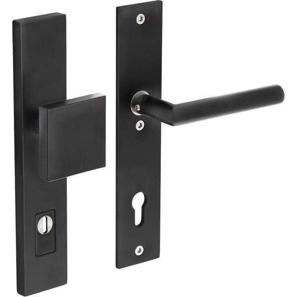 Intersteel Veiligheidsbeslag SKG*** met kerntrekbeveiliging profielcilindergat 92 mm mat zwart rechthoekig voordeurbeslag Intersteel Veiligheidsbeslag SKG*** met kerntrekbeveiliging profielcilindergat 92 mm mat zwart rechthoekig voordeurbeslag