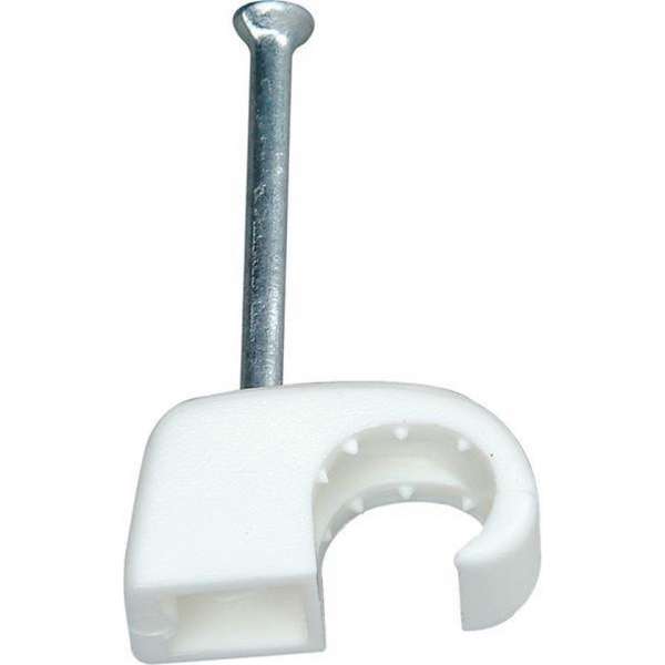 Kopp kabelclip / spijkerclip 8 mm - rond | stalen spijker 30mm | wit 50 stuks Kopp kabelclip / spijkerclip 8 mm - rond | stalen spijker 30mm | wit 50 stuks