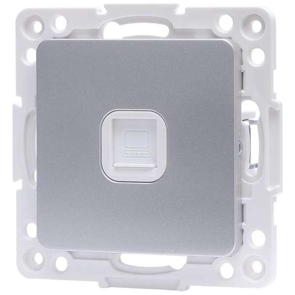 UTP RJ45 Stopcontact - Wandcontactdoos - Aigi Jura - Inbouw - Vierkant - Kunststof - 1-voudig UTP CAT6 - Zilver - BES LED UTP RJ45 Stopcontact - Wandcontactdoos - Aigi Jura - Inbouw - Vierkant - Kunststof - 1-voudig UTP CAT6 - Zilver - BES LED