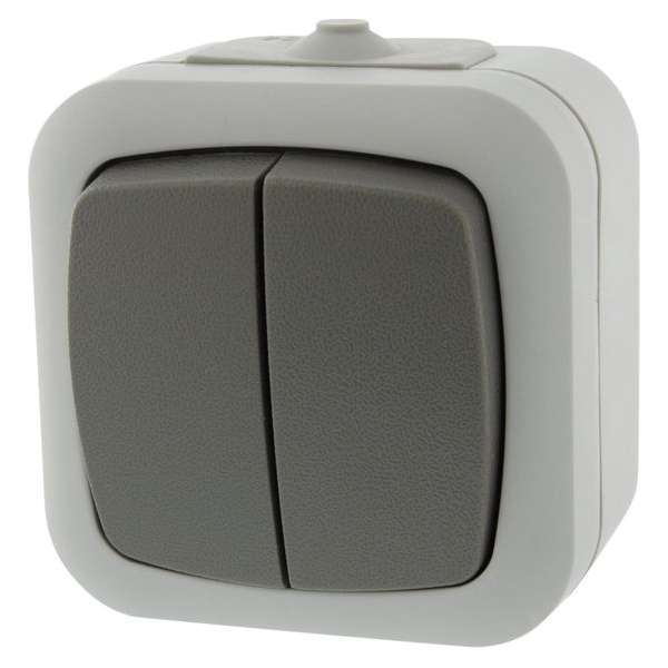 Q-Link Serieschakelaar voor Buiten - Schakelaar Ronde Hoeken - Opbouw - IP54 Spatwaterdicht - Grijs Q-Link Serieschakelaar voor Buiten - Schakelaar Ronde Hoeken - Opbouw - IP54 Spatwaterdicht - Grijs
