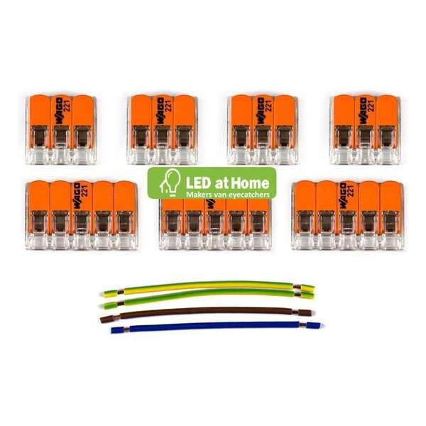 LEDatHOME - WAGO connector kit compatibel met 3x kabel voor 5 gats plafondkap LEDatHOME - WAGO connector kit compatibel met 3x kabel voor 5 gats plafondkap