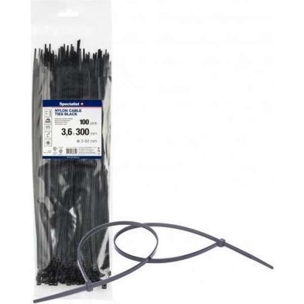 Kabelbinders Zwart, Tiewraps 4,6mm x 250mm x 100 stuks Kabelbinders Zwart, Tiewraps 4,6mm x 250mm x 100 stuks