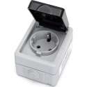 Wandcontactdoos - Igia Zonty - Opbouw - Enkel Stopcontact - Randaarde - Waterdicht IP54 - Grijs