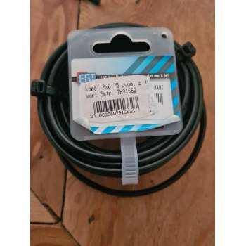 EGT Kabel 2x0.75 Ovaal zwart 5m