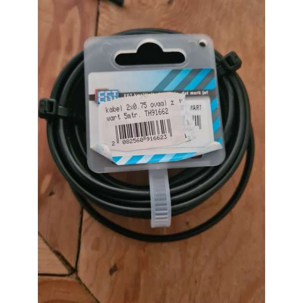 EGT Kabel 2x0.75 Ovaal zwart 5m