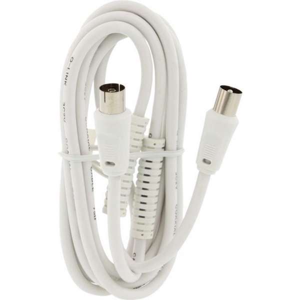 Q-Link Coax kabel 3CV2 HF 2 meter stekker recht Wit Q-Link Coax kabel 3CV2 HF 2 meter stekker recht Wit
