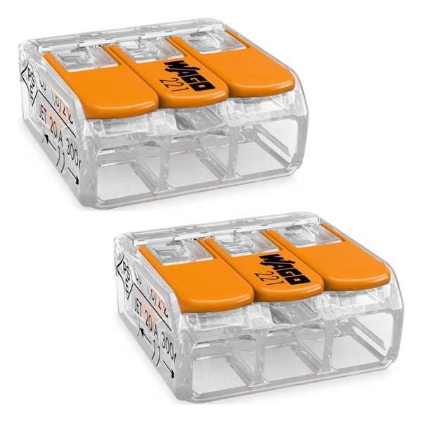 WAGO - Lasklem Set 2 Stuks - 3 Polig met Klemmetjes - Oranje - BSE WAGO - Lasklem Set 2 Stuks - 3 Polig met Klemmetjes - Oranje - BSE