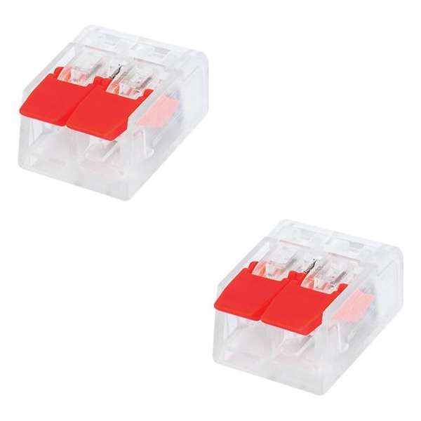 Lasklem Slim Set 2 Stuks - 2 Polig met Klemmetjes - Rood - BSE Lasklem Slim Set 2 Stuks - 2 Polig met Klemmetjes - Rood - BSE