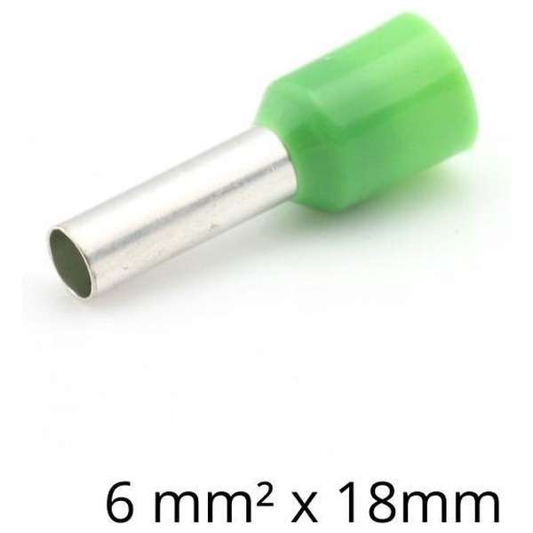 Adereindhuls 6,00 mm² x 18 mm groen 100 stuks | Ferrule | Draadhuls | Adereindhulzen | Eindverbinder Adereindhuls 6,00 mm² x 18 mm groen 100 stuks | Ferrule | Draadhuls | Adereindhulzen | Eindverbinder