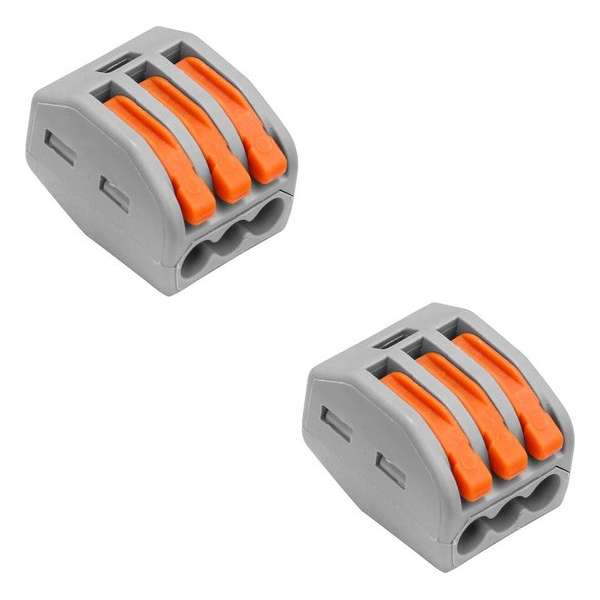 Lasklem Set 2 Stuks - 3 Polig met Klemmetjes - Grijs/Oranje Lasklem Set 2 Stuks - 3 Polig met Klemmetjes - Grijs/Oranje