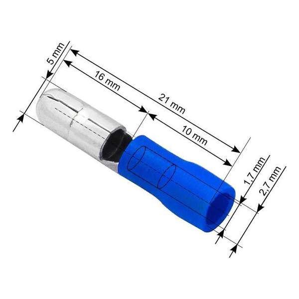 Kabelschoen Rond Blauw - Insteekbreedte 5 mm Lengte 21 mm - 100 Stuks Kabelschoen Rond Blauw - Insteekbreedte 5 mm Lengte 21 mm - 100 Stuks