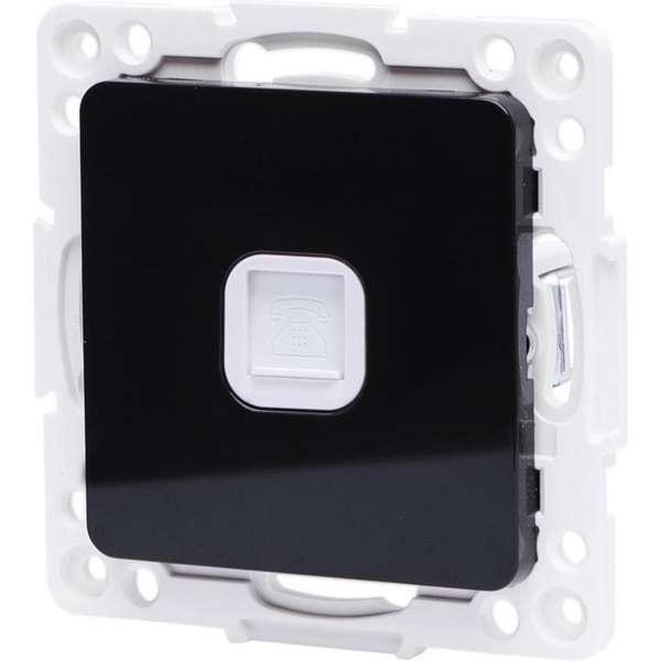 Telefoon Stopcontact - Wandcontactdoos - Igan Jura - Inbouw - Vierkant - Kunststof - 1-voudig RJ11 - Zwart Telefoon Stopcontact - Wandcontactdoos - Igan Jura - Inbouw - Vierkant - Kunststof - 1-voudig RJ11 - Zwart