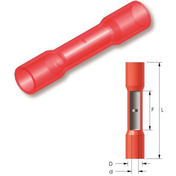 Nylon krimp doorverbinder Rood 5st - Kabelschoen - AMP connector Nylon krimp doorverbinder Rood 5st - Kabelschoen - AMP connector