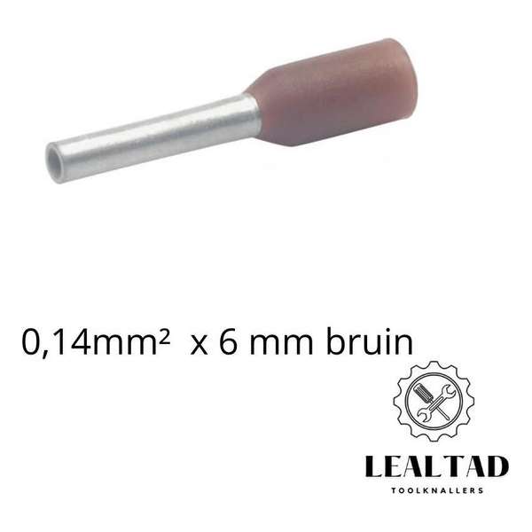 Adereindhuls 0,14 mm² x 6 mm bruin 100 stuks | Ferrule | Draadhuls | Adereindhulzen | Eindverbinder Adereindhuls 0,14 mm² x 6 mm bruin 100 stuks | Ferrule | Draadhuls | Adereindhulzen | Eindverbinder