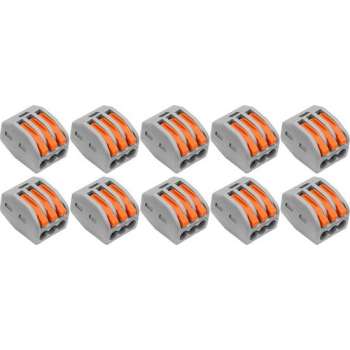 Lasklem Set 10 Stuks - 3 Polig met Klemmetjes - Grijs/Oranje