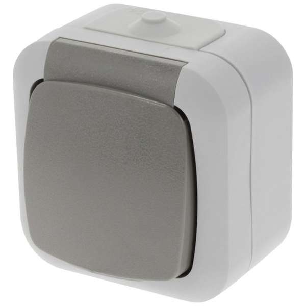 Q-Link contactdoos – opbouw – 1–voudig – randaarde – grijs Q-Link contactdoos – opbouw – 1–voudig – randaarde – grijs