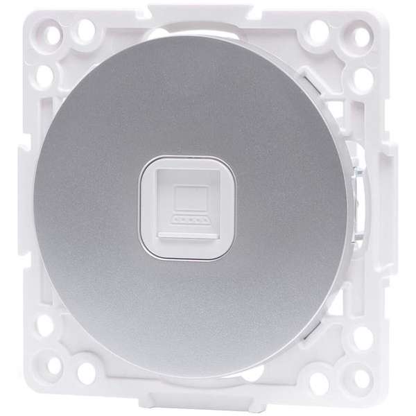 UTP RJ45 Stopcontact - Wandcontactdoos - Igia Jura - Inbouw - Rond - Kunststof - 1-voudig UTP CAT6 - Zilver UTP RJ45 Stopcontact - Wandcontactdoos - Igia Jura - Inbouw - Rond - Kunststof - 1-voudig UTP CAT6 - Zilver