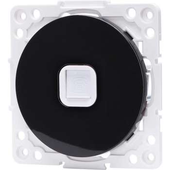 Telefoon Stopcontact - Wandcontactdoos - Aigi Jura - Inbouw - Rond - Kunststof - 1-voudig RJ11 - Zwart