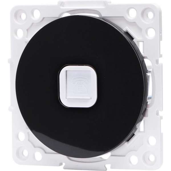 Telefoon Stopcontact - Wandcontactdoos - Aigi Jura - Inbouw - Rond - Kunststof - 1-voudig RJ11 - Zwart Telefoon Stopcontact - Wandcontactdoos - Aigi Jura - Inbouw - Rond - Kunststof - 1-voudig RJ11 - Zwart