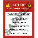 PV Sticker, Waarschuwing - DC Panelen, Schakelkasten