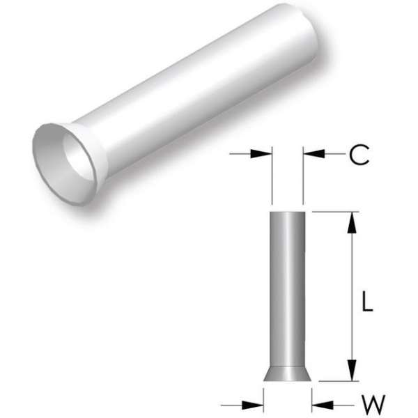 Tirex ongeïsoleerde adereindhulzen - 100 stuks - 0,75 mm² Tirex ongeïsoleerde adereindhulzen - 100 stuks - 0,75 mm²
