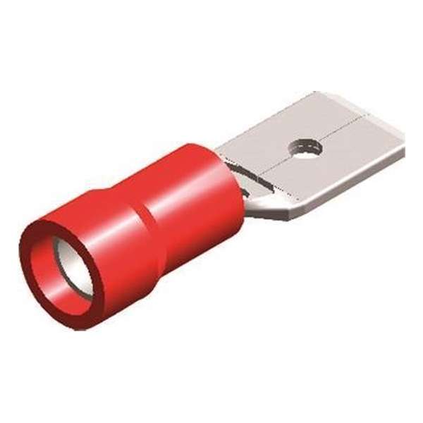 Half-geïsoleerde kabelschoen man - 6,3 mm - rood - 10 stuks Half-geïsoleerde kabelschoen man - 6,3 mm - rood - 10 stuks