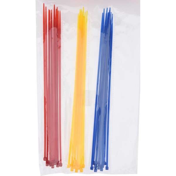 150x stuks kabelbinders / bundelbanden / tiewraps - 25 cm - rood/geel/blauw - bundelbanden - tiewraps / tie ribs / kabelbinders 150x stuks kabelbinders / bundelbanden / tiewraps - 25 cm - rood/geel/blauw - bundelbanden - tiewraps / tie ribs / kabelbinders