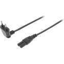 Valueline Stroomkabel met rechte C7 plug en haakse stekker - 2x 0,75mm / zwart - 5 meter