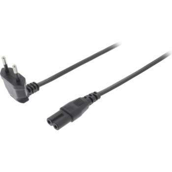 Valueline Stroomkabel met rechte C7 plug en haakse stekker - 2x 0,75mm / zwart - 5 meter