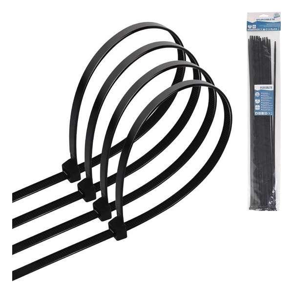Tie Wraps - Tyrap - Aigi Tie - 4.8x450mm - Zwart - 30 Stuks - BSE Tie Wraps - Tyrap - Aigi Tie - 4.8x450mm - Zwart - 30 Stuks - BSE