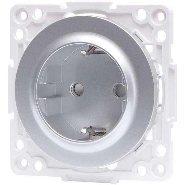 Wandcontactdoos - Igory Jura - Inbouw - Rond - Kunststof - 1-voudig Enkel Stopcontact - Randaarde - Kinderbeveiliging - Zilver Wandcontactdoos - Igory Jura - Inbouw - Rond - Kunststof - 1-voudig Enkel Stopcontact - Randaarde - Kinderbeveiliging - Zilver