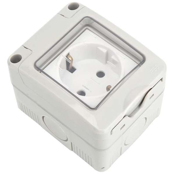 Wandcontactdoos - Aigi Trenck - Opbouw - Enkel - Randaarde - Waterdicht IP55 - Grijs - BSE Wandcontactdoos - Aigi Trenck - Opbouw - Enkel - Randaarde - Waterdicht IP55 - Grijs - BSE
