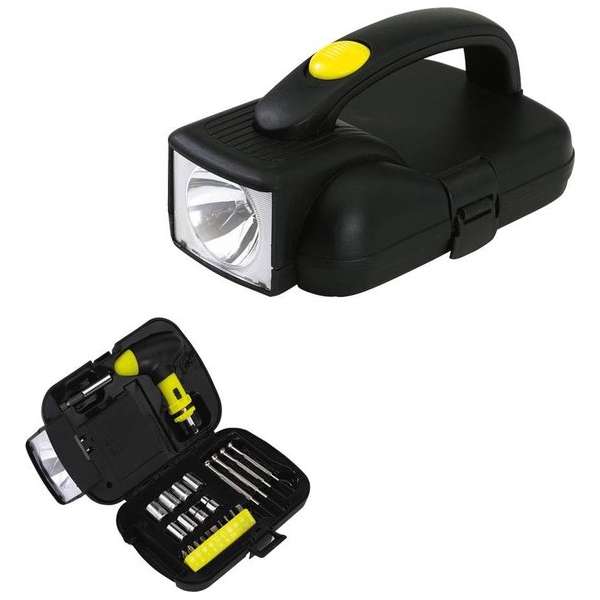Gereedschapset met zaklamp in één, 25 stuks Gereedschapset met zaklamp in één, 25 stuks