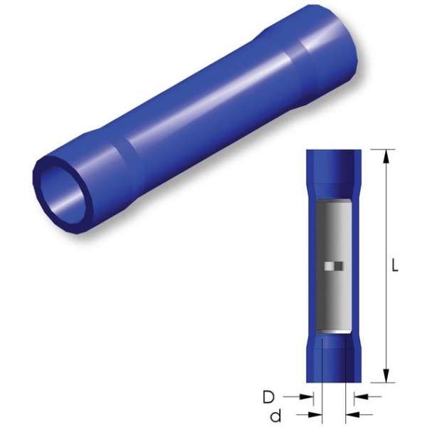 PVC doorverbinder Blauw 5st - Kabelschoen - AMP connector PVC doorverbinder Blauw 5st - Kabelschoen - AMP connector