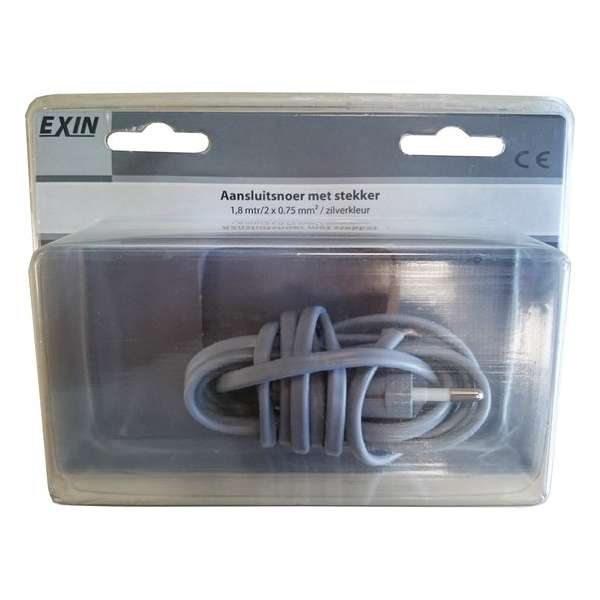 EXIN AANSLUITSNOER 2X0.75MM2 1.8M ZILVER EXIN AANSLUITSNOER 2X0.75MM2 1.8M ZILVER