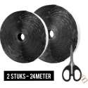 Zelfklevend klittenband 2 stuks - Klittenband zelfklevend - 12 m dubbelzijdige zelfklevende klittenbandtape - Zwart