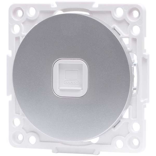 UTP RJ45 Stopcontact - Wandcontactdoos - Aigi Jura - Inbouw - Rond - Kunststof - 1-voudig UTP CAT6 - Zilver UTP RJ45 Stopcontact - Wandcontactdoos - Aigi Jura - Inbouw - Rond - Kunststof - 1-voudig UTP CAT6 - Zilver