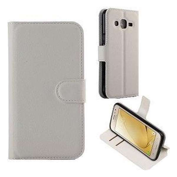Samsung J2 2016 Hoesje Wallet Case Wit Samsung J2 2016 Hoesje Wallet Case Wit