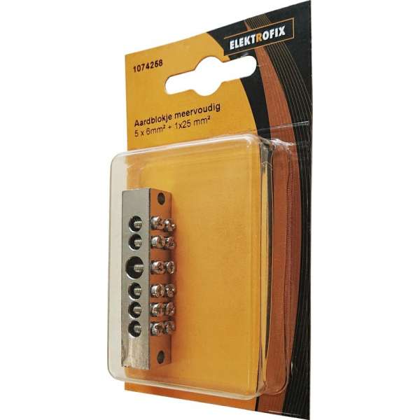 ELEKTROFIX aardblokje meervoudig 5 x 6mm² + 1 x 25mm² ELEKTROFIX aardblokje meervoudig 5 x 6mm² + 1 x 25mm²
