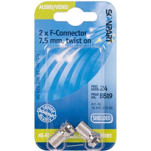 Scanpart - Scanpart F Connector 7.5(m) Schroefbaar 2st - 30 Dagen Niet Goed Geld Terug Scanpart - Scanpart F Connector 7.5(m) Schroefbaar 2st - 30 Dagen Niet Goed Geld Terug