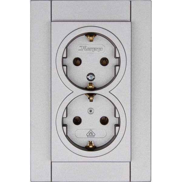 Kopp Athenis stopcontact 2-voudig met aarde zilver Kopp Athenis stopcontact 2-voudig met aarde zilver