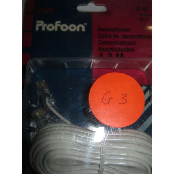Profoon ISDN aansluitsnoer 4.3 mtr IS-43 Profoon ISDN aansluitsnoer 4.3 mtr IS-43