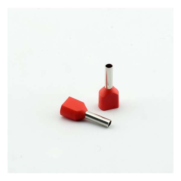 Aderhuls 2x1mm2 dubbel rood, 8mm lang aderhulzen, draad eind hulz kabelschoen adereindhuls 100stuks Aderhuls 2x1mm2 dubbel rood, 8mm lang aderhulzen, draad eind hulz kabelschoen adereindhuls 100stuks