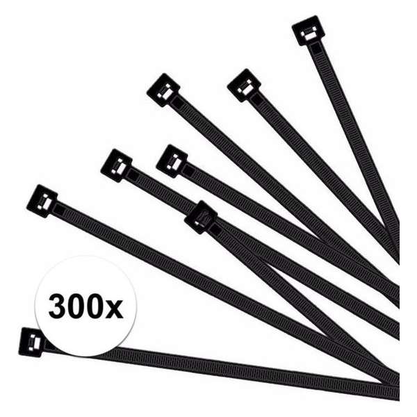 300x Kabelbinders zwart 100 x 2,5 mm - tiewraps 300x Kabelbinders zwart 100 x 2,5 mm - tiewraps