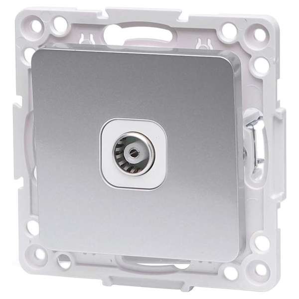 Televisie Contactdoos - Wandcontactdoos Coax - Igan Jura - Inbouw - Vierkant - Kunststof - Zilver Televisie Contactdoos - Wandcontactdoos Coax - Igan Jura - Inbouw - Vierkant - Kunststof - Zilver