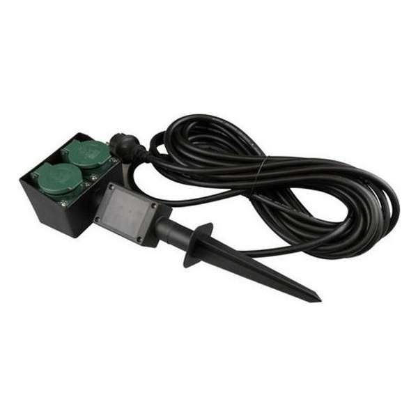 Tuin-stopcontact 10 meter snoer 2-voudig zwart Tuin-stopcontact 10 meter snoer 2-voudig zwart