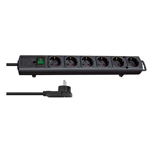 Brennenstuhl Comfort-Line Plus stekkerdoos met 6 ruime contacten / zwart - 2 meter Brennenstuhl Comfort-Line Plus stekkerdoos met 6 ruime contacten / zwart - 2 meter